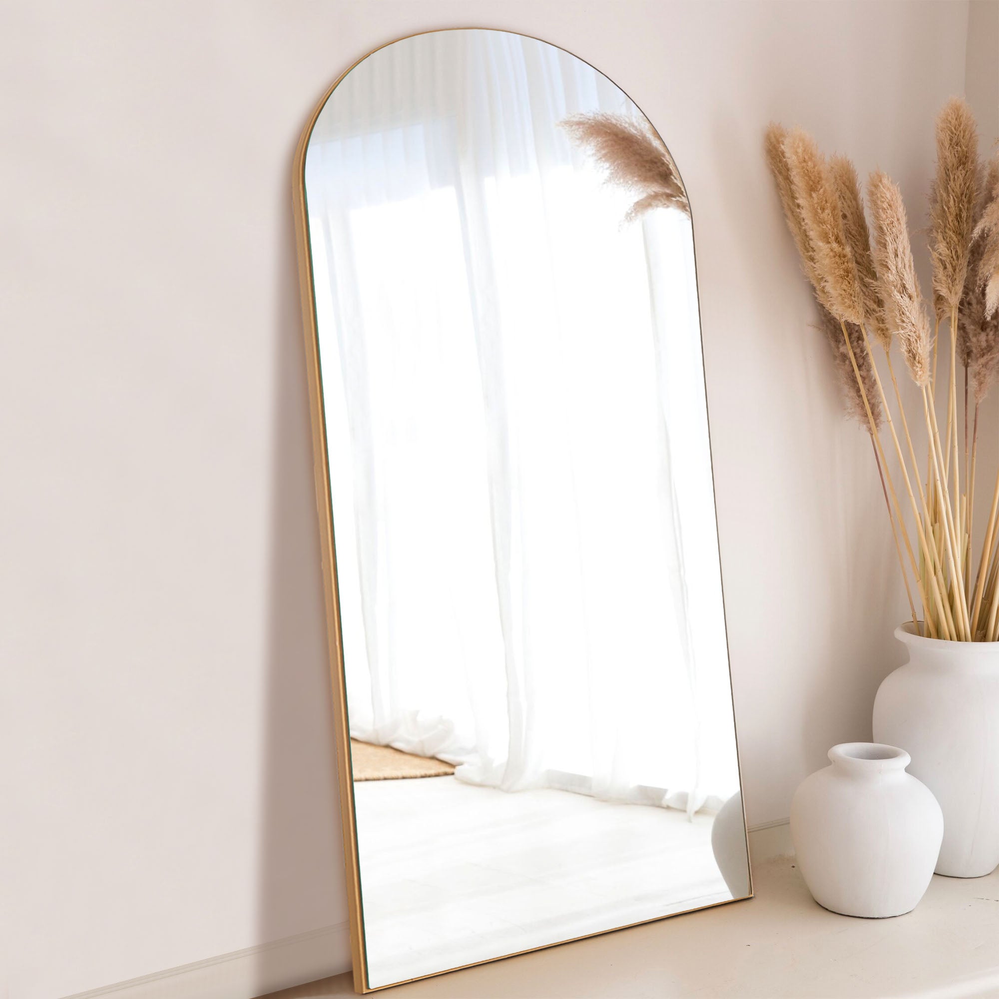 gold wood frame arch full body  mirror